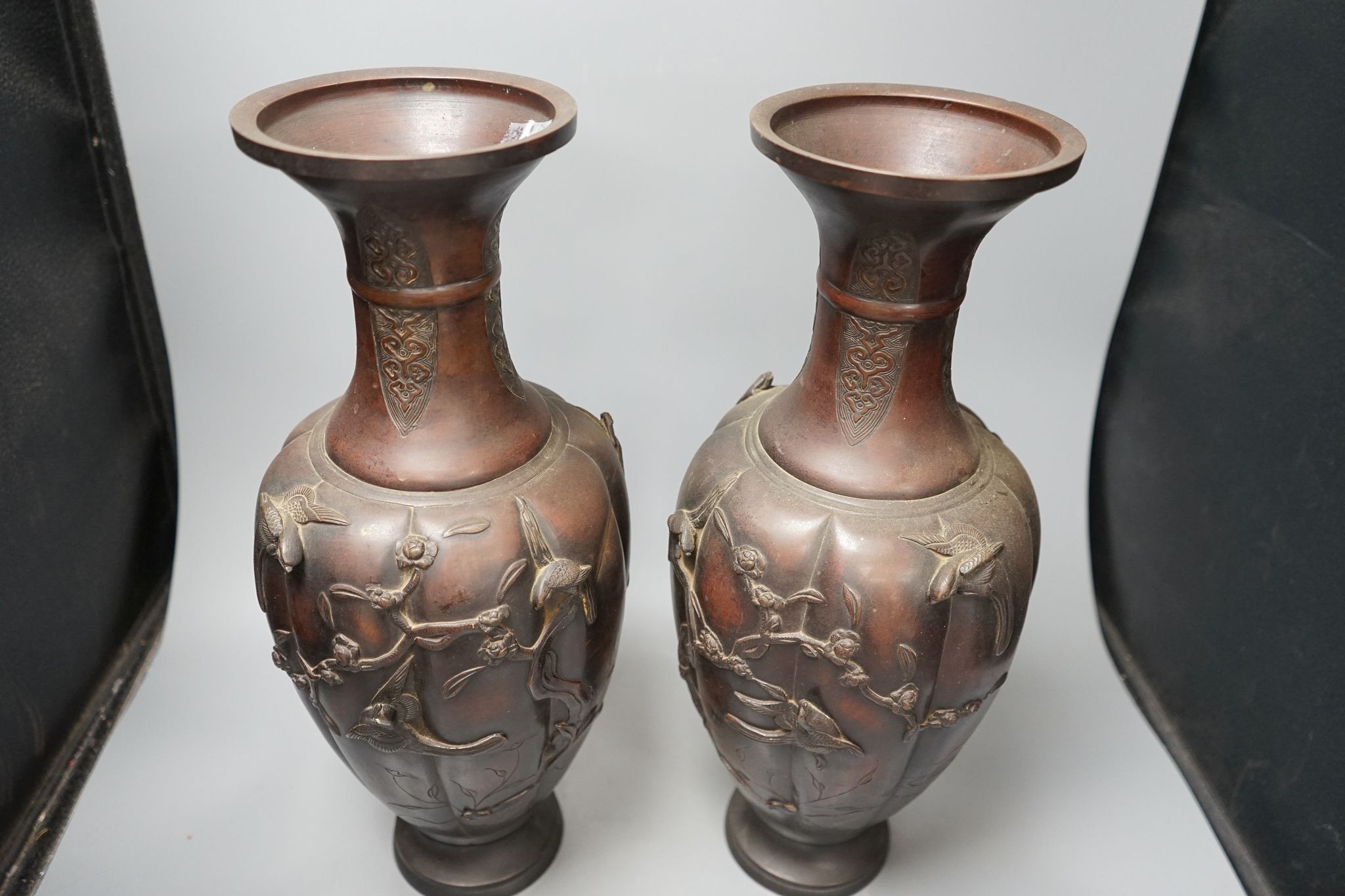 A pair of 19th century Japanese bronze vases, 46cm